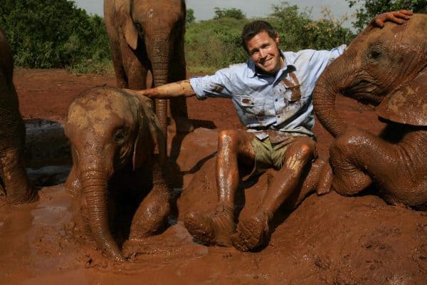 Jeff Corwin with African Elephants