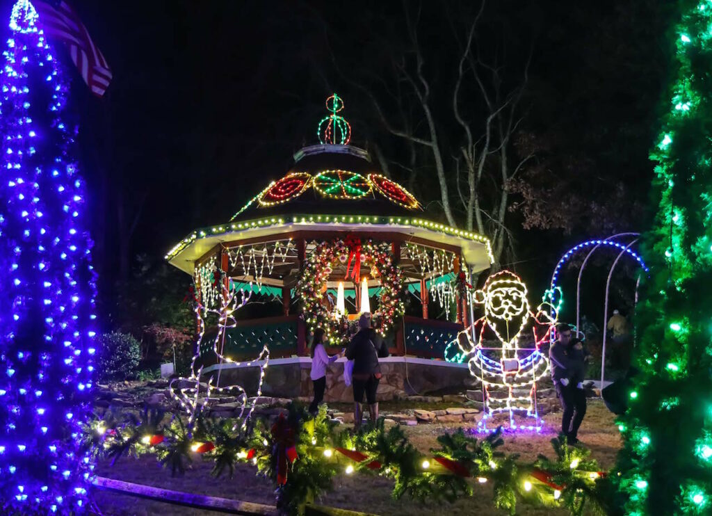 Holiday destinations at Christmas - Helen GA Gazebo at Unicoi Hill Park