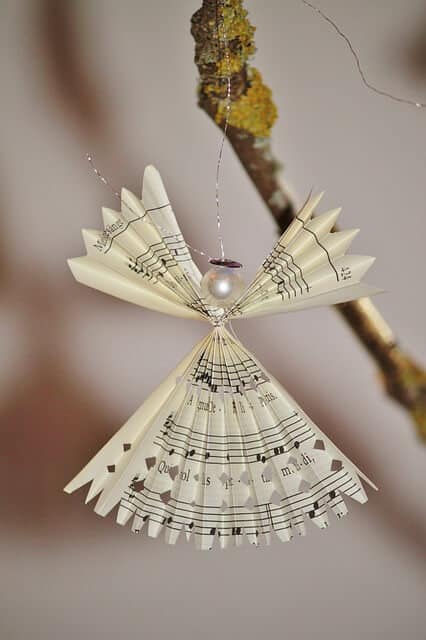 Recycled Christmas Tree Crafts -angel made from sheet music