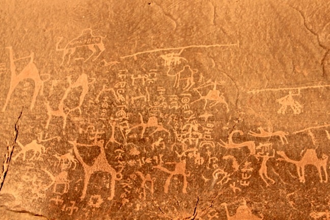 Ancient Petroglyphs in Wadi Rum, Jordan