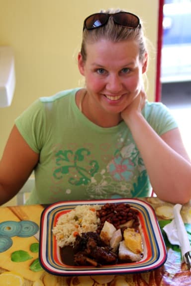 Mary Gabbett of Green Global Travel Having Lunch in Dominica