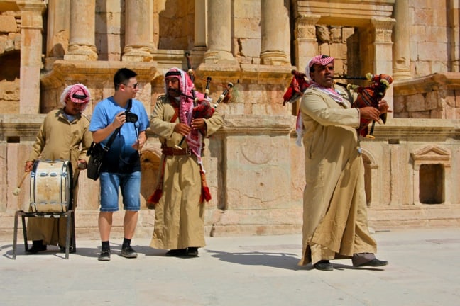 Pipers Perform at Jerash's South Theater in Jordan