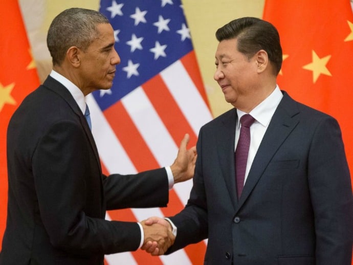 President Obama of the U.S.A. and President Xi Jinping of China. Photo by AP