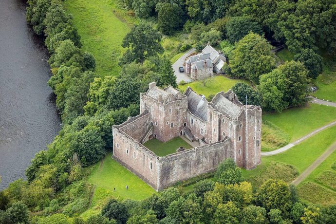 Aerial View of Doune Castle & Castle Keeper's Cottage