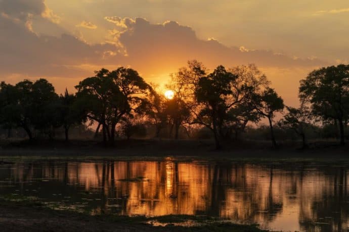 Sunset at South Luangwa National Park in Zambia