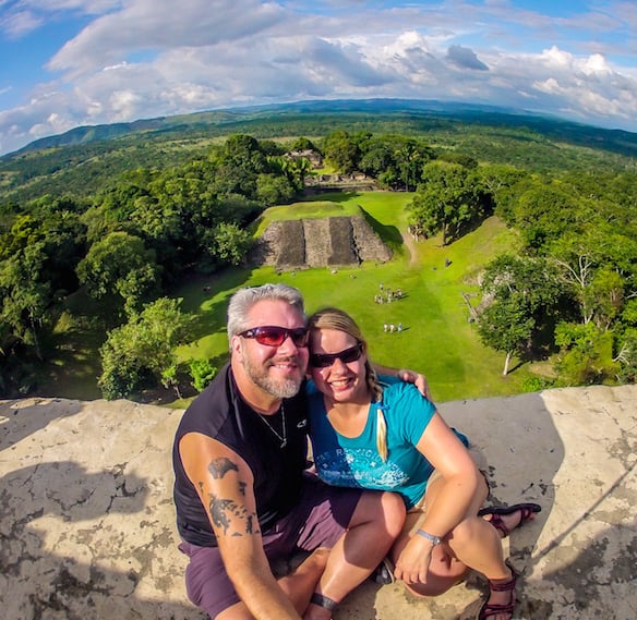 Bret Love & Mary Gabbett of Green Global Travel at Xunantunich, Belize